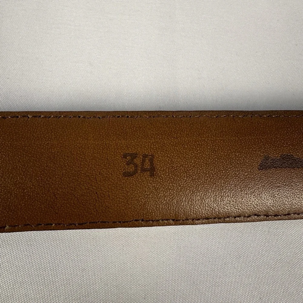 Johnston & Murphy Leather Dress Belt Mens Size 34 Brown Aniline Kipskin USA Made